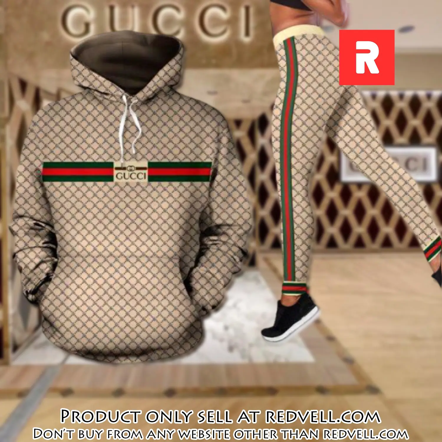 Gucci stripe hoodie legging set luxury for women vpm rv4430976